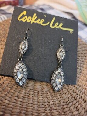 Cookie Lee Genuine Crystal Dangling Earrings